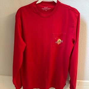 Vineyard Vines Men's Red Long Sleeve Pocket Tee